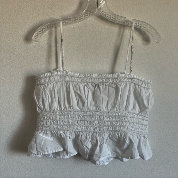 Madewell Smocked Button-Front Top in Poplin Size: M - Picture 9 of 11